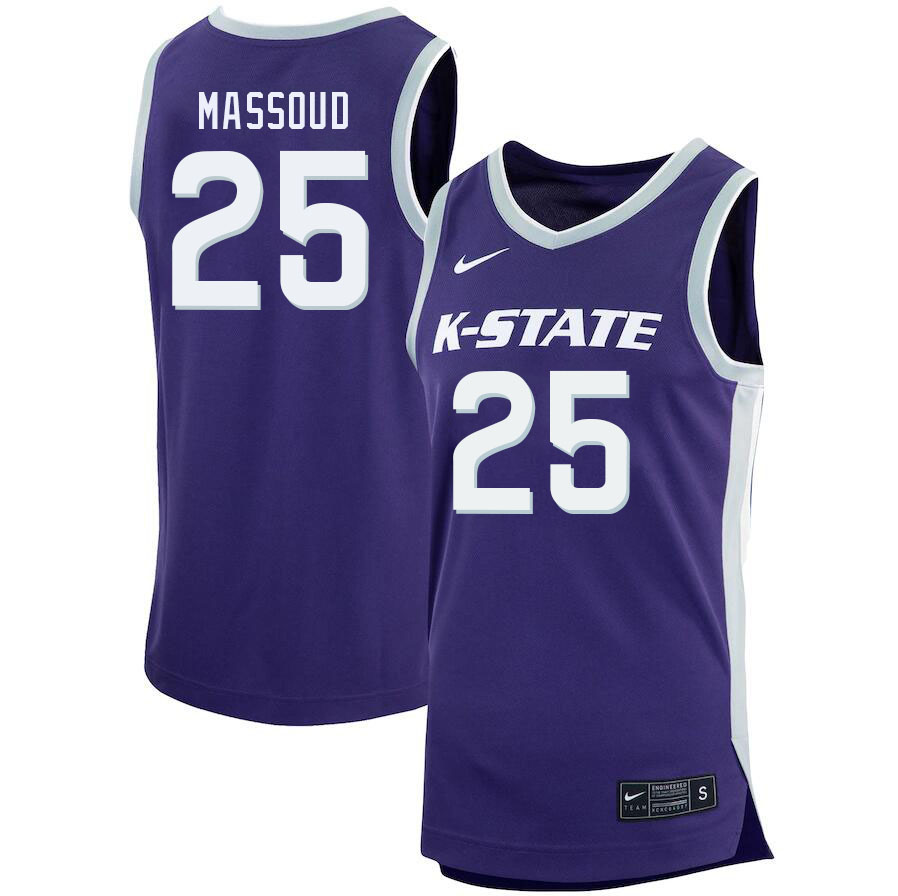 Men #25 Ismael Massoud Kansas State Wildcats College Basketball Jerseys Sale-Purple